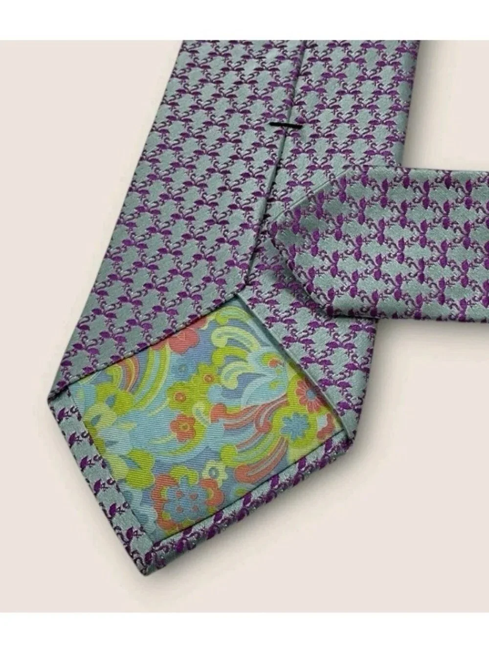 TED BAKER Silk Tie USA Changing Purple Blue Geometric W:3.5